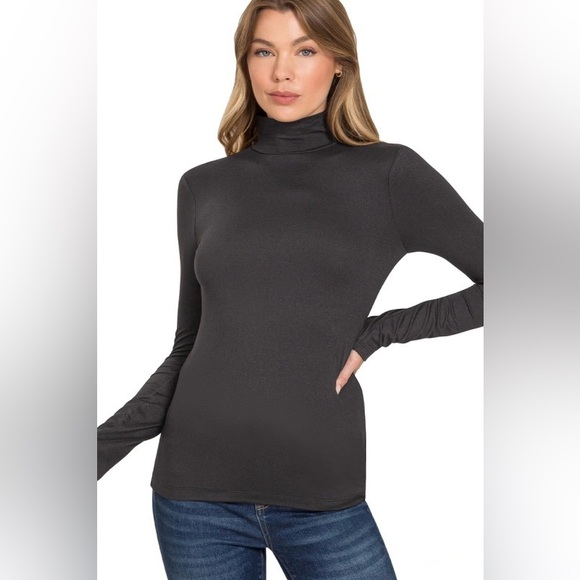 ✨DEAL✨ Casual Solid Turtleneck Top - Black - Picture 2 of 3